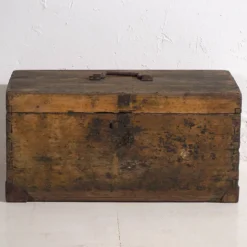 Petit coffre ancien à armature métallique (c.1900) #3