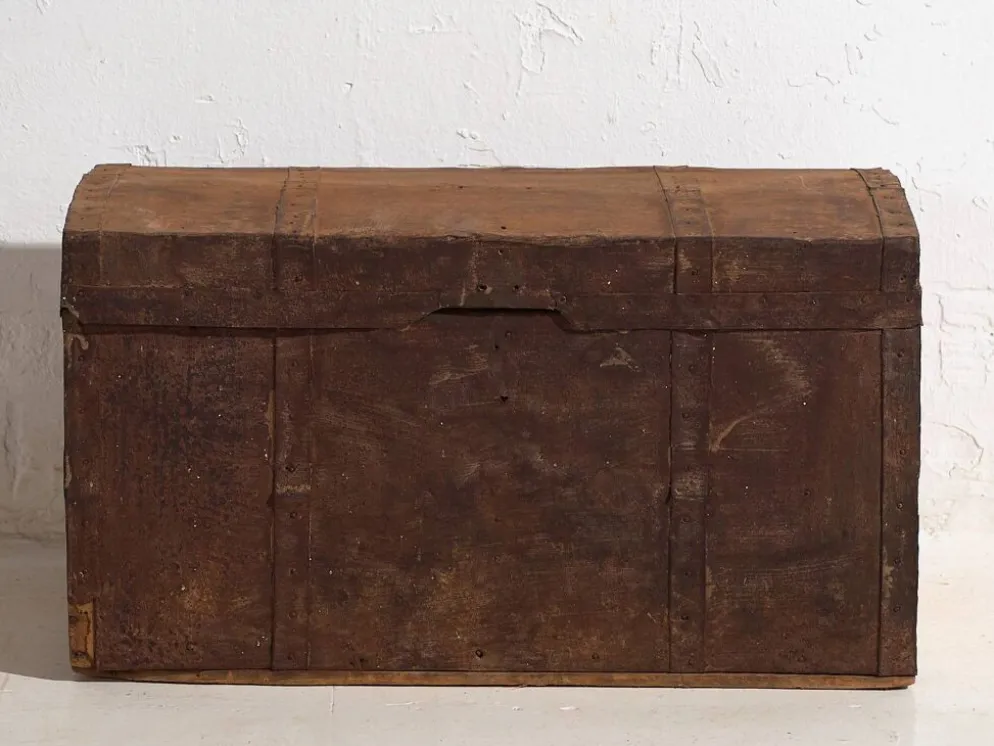 Petit coffre ancien à armature métallique (c.1920) #11