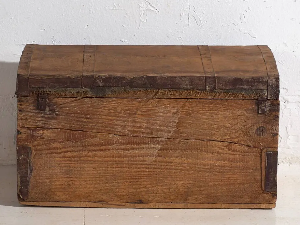Petit coffre ancien à armature métallique (c.1920) #11