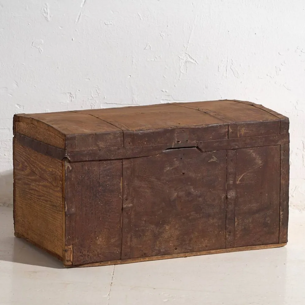 Petit coffre ancien à armature métallique (c.1920) #11