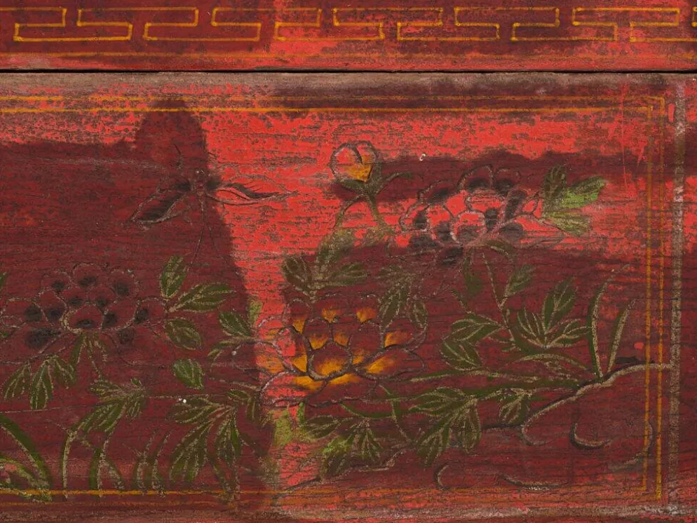 Petit coffre ancien à motifs floraux (vers 1900) #19
