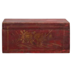 Petit coffre ancien rouge grenat (c.1900) #43
