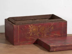 Petit coffre ancien rouge grenat (c.1900) #43