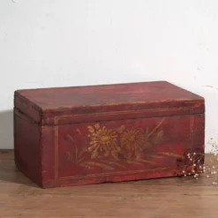 Petit coffre ancien rouge grenat (c.1900) #43