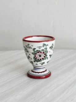 petit coquetier vintage en céramique peint à la main
