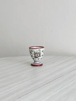 petit coquetier vintage en céramique peint à la main