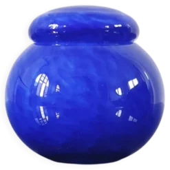 Petite boîte en verre soufflé artisanal bleu cobalt