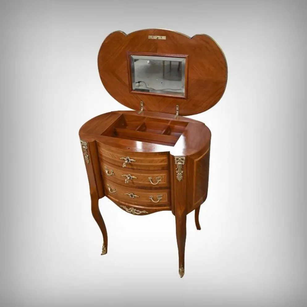 Petite Commode Coiffeuse en Acajou, style Transition – 1940
