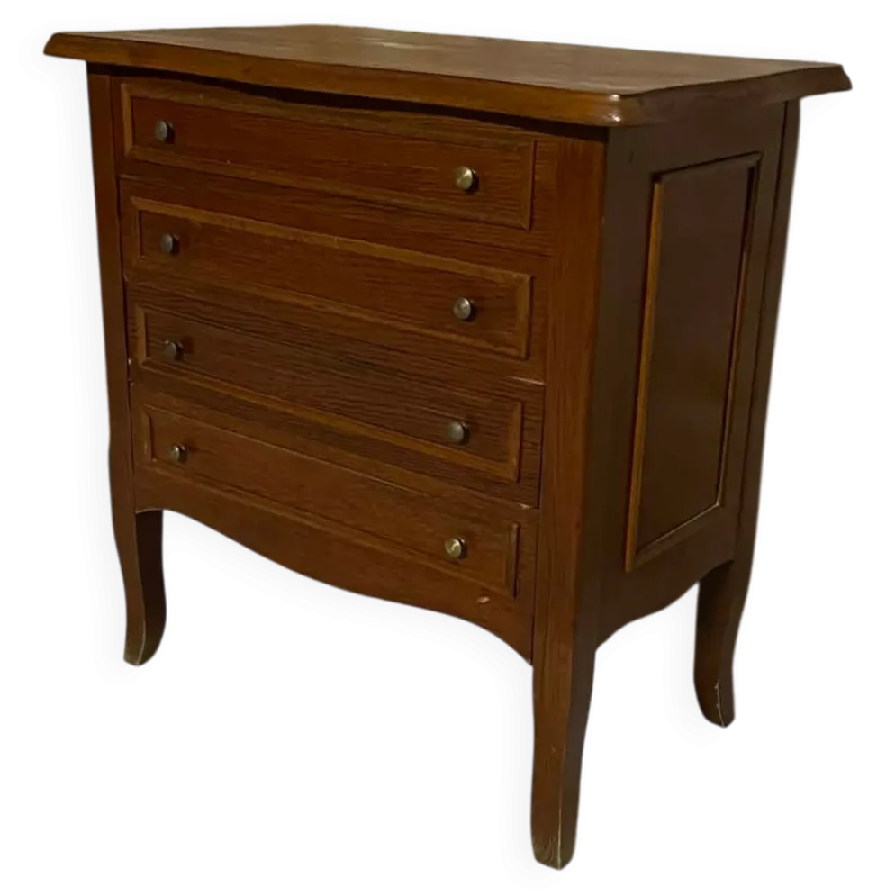 Petite commode en bois 3 tiroirs et plateau ouvrant – meuble d’appoint
