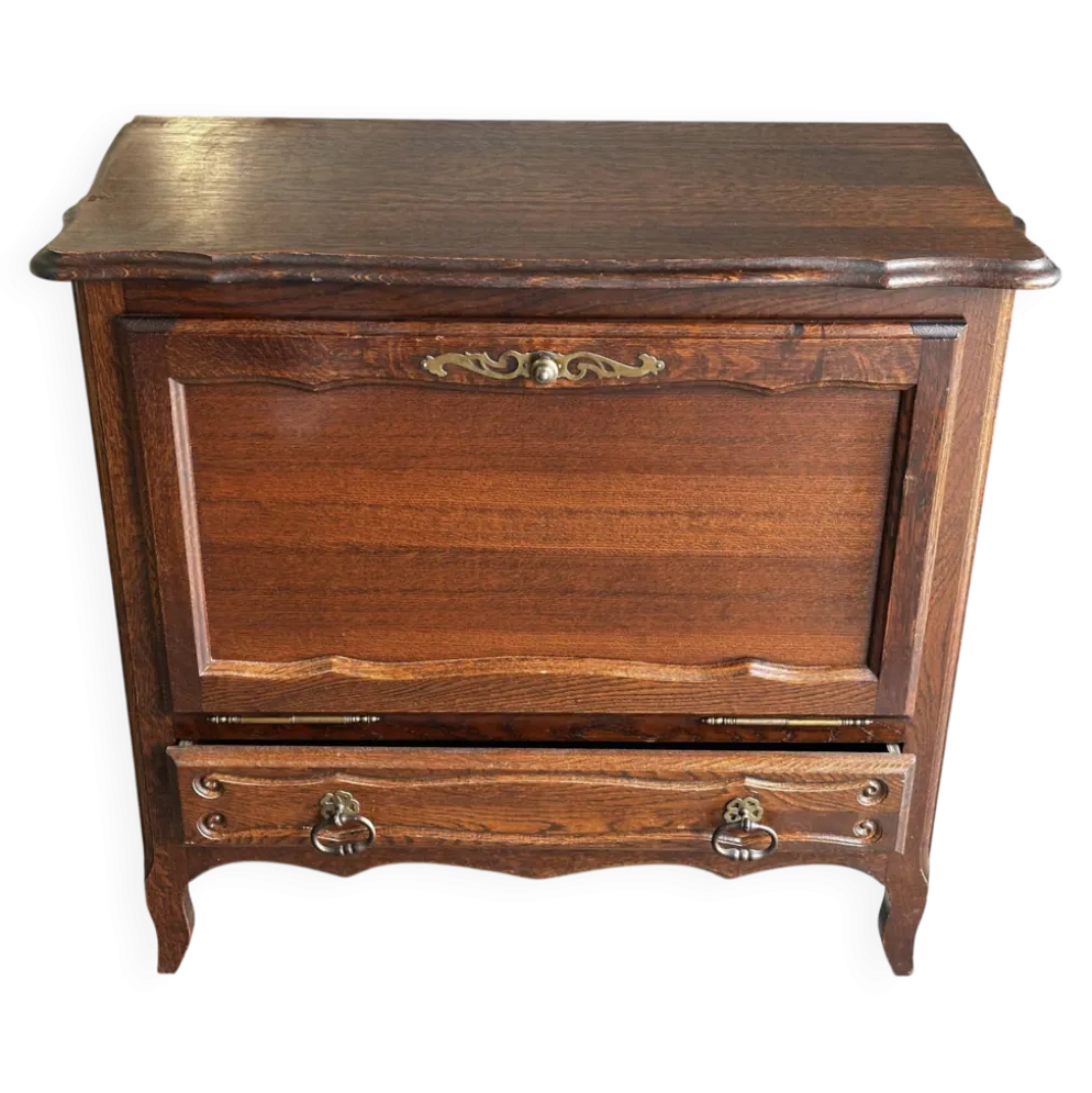 Petite commode en chêne à abattant – Mid-Century