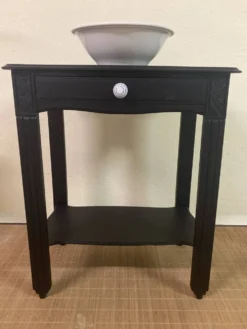 Petite console Art déco revisitée – bois noir mat avec tiroir