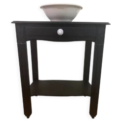 Petite console Art déco revisitée – bois noir mat avec tiroir