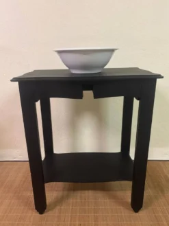 Petite console Art déco revisitée – bois noir mat avec tiroir