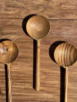 Petite cuiller, ustensile de cuisine ronde en teck L16 D2