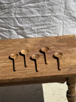 Petite cuiller, ustensile de cuisine ronde en teck L16 D2