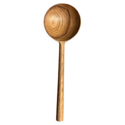 Petite cuiller, ustensile de cuisine ronde en teck L16 D2