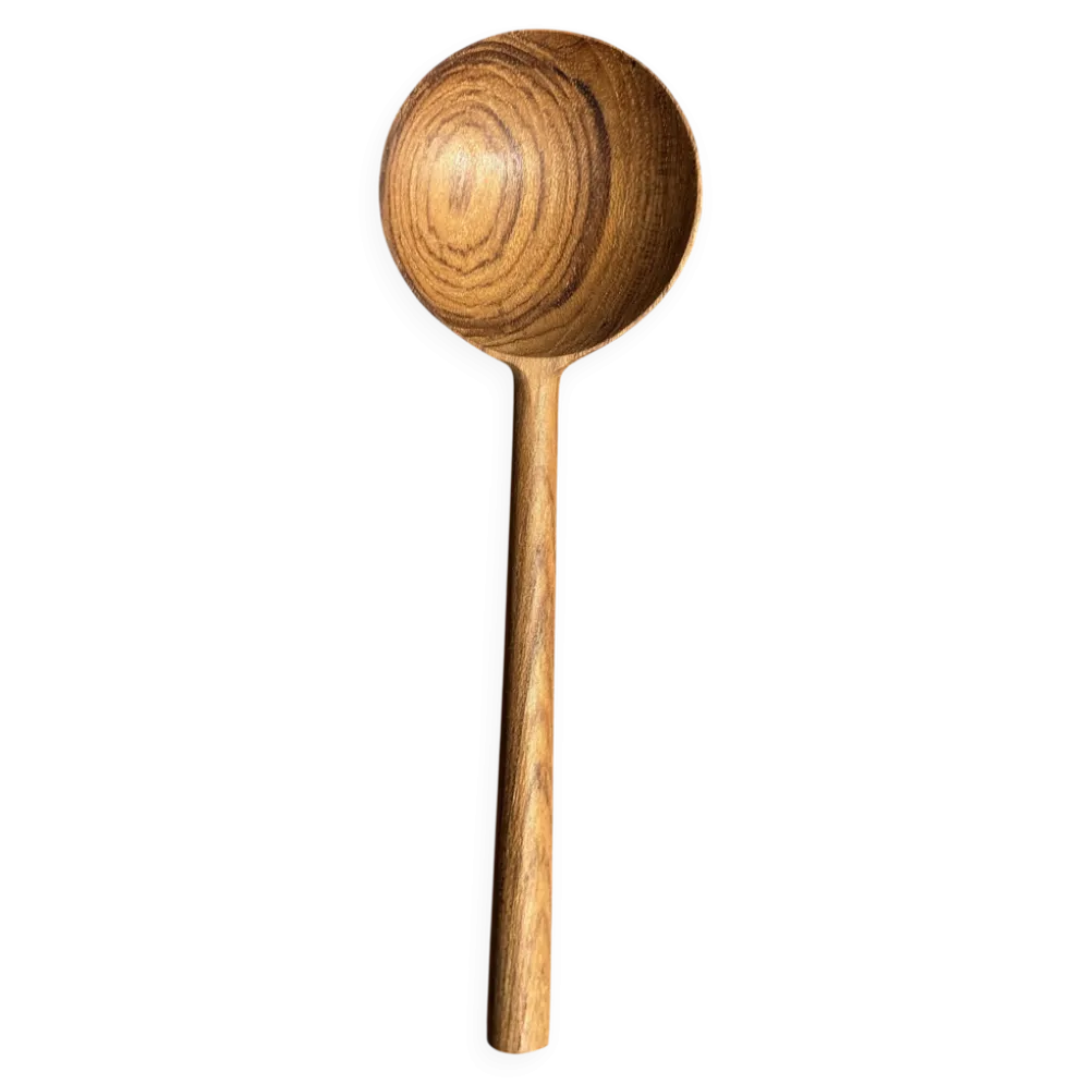 Petite cuiller, ustensile de cuisine ronde en teck L16 D2