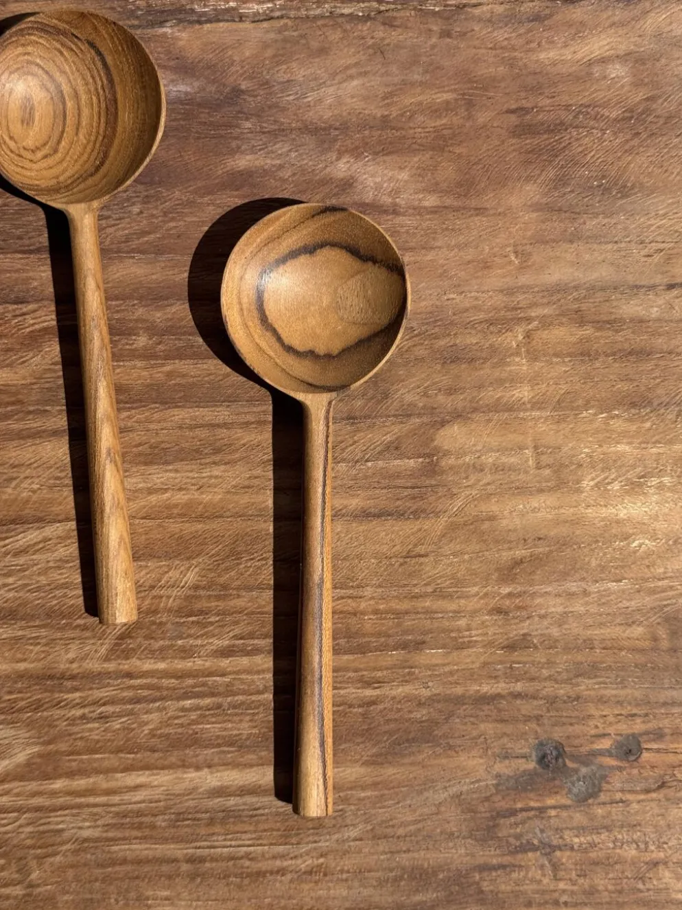 Petite cuiller, ustensile de cuisine ronde en teck L16 D2