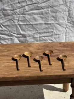Petite cuiller, ustensile de cuisine ronde en teck L16 D2