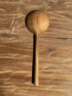 Petite cuiller, ustensile de cuisine ronde en teck L16 D2