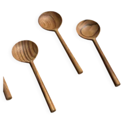 Petite cuiller, ustensile de cuisine ronde en teck L16 D2