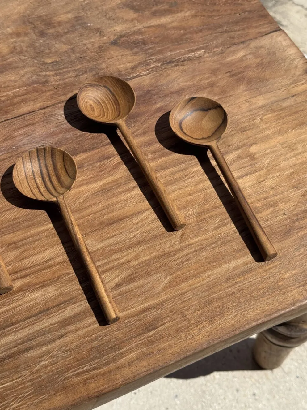 Petite cuiller, ustensile de cuisine ronde en teck L16 D2