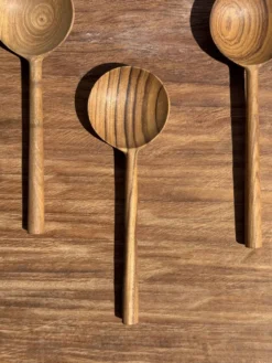 Petite cuiller, ustensile de cuisine ronde en teck L16 D2