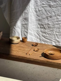 Petite cuiller, ustensile de cuisine ronde en teck L16 D2