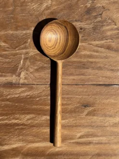 Petite cuiller, ustensile de cuisine ronde en teck L16 D2