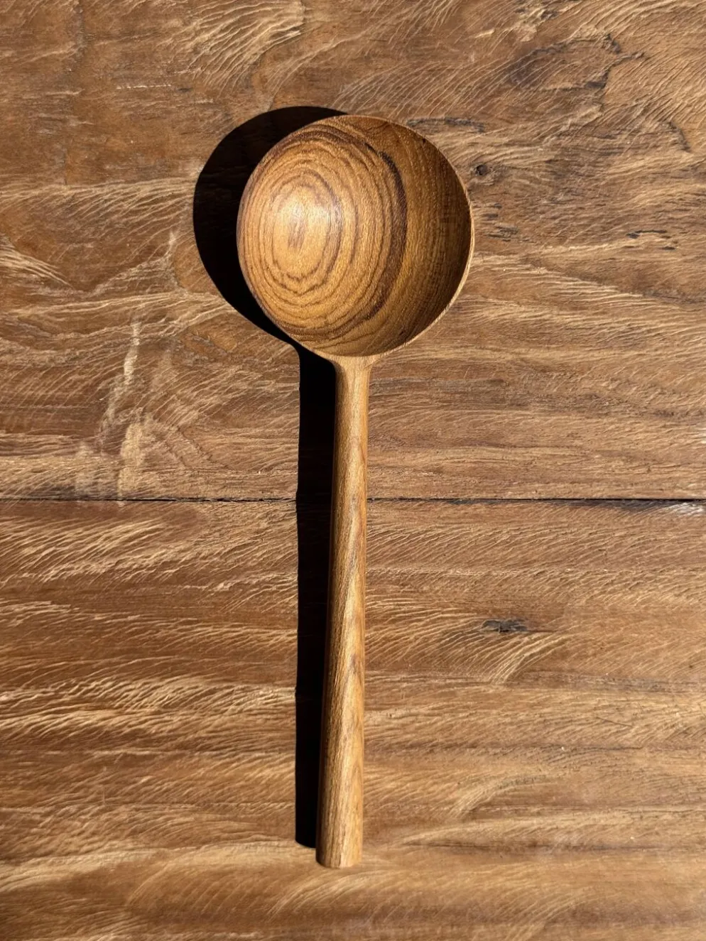 Petite cuiller, ustensile de cuisine ronde en teck L16 D2