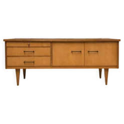 Petite enfilade vintage années 50/60 en bois blond – pieds fuselés