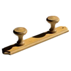 Petite patère à deux accroches en pin bouton ronds H5