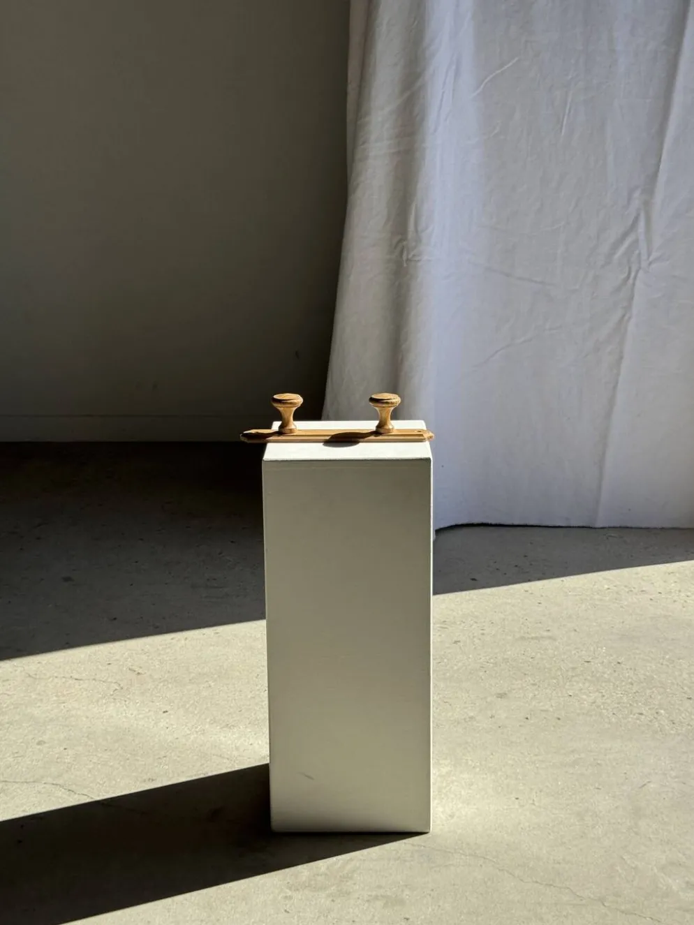 Petite patère à deux accroches en pin bouton ronds H5
