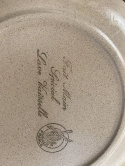 5 petites assiettes a dessert en gres, fait main, moulin des loups, motif de fleurs, made in france