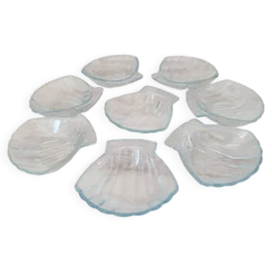 8 petites assiettes de présentation / moules en verre transpar