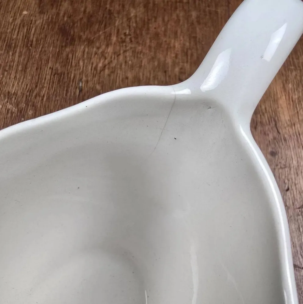 Petite saucière Digoin Bernadette – Faïence ancienne décor bleu campagne