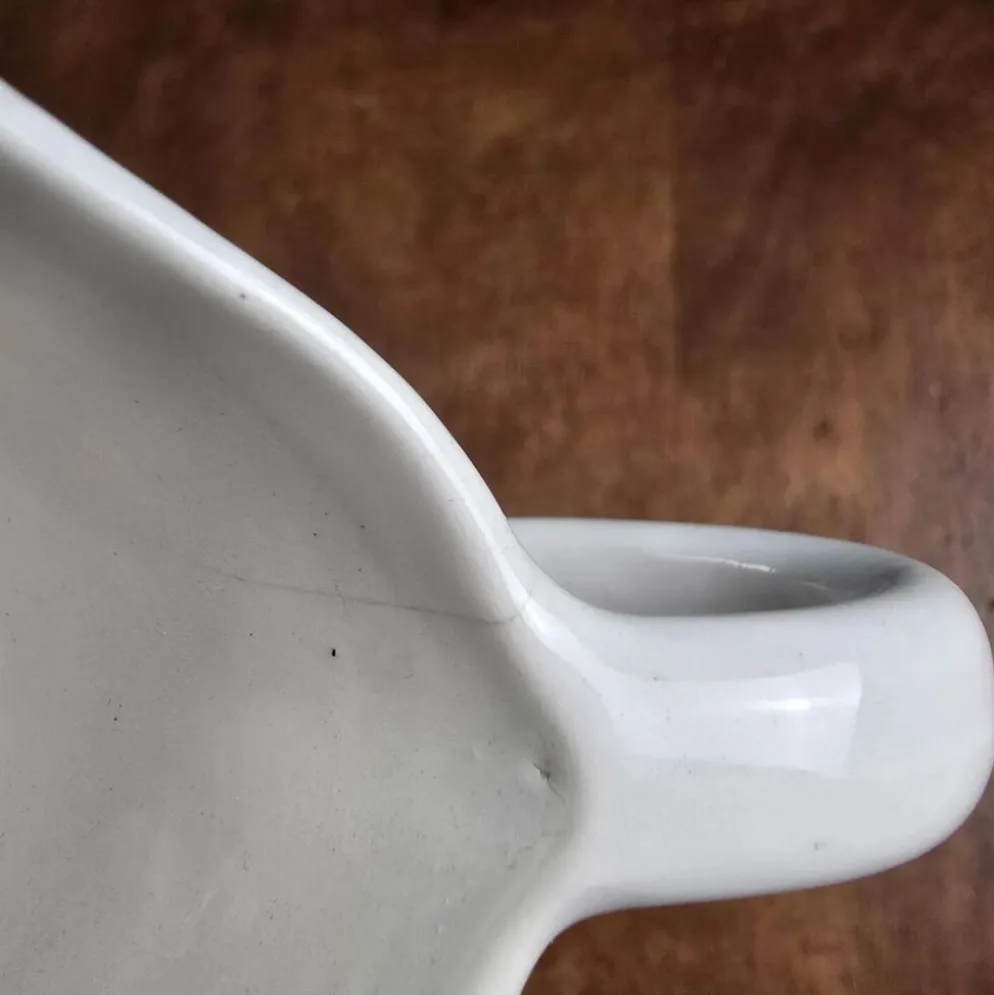 Petite saucière Digoin Bernadette – Faïence ancienne décor bleu campagne