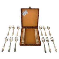 12 petites cuillères anciennes métal argenté Christofle - Art déco