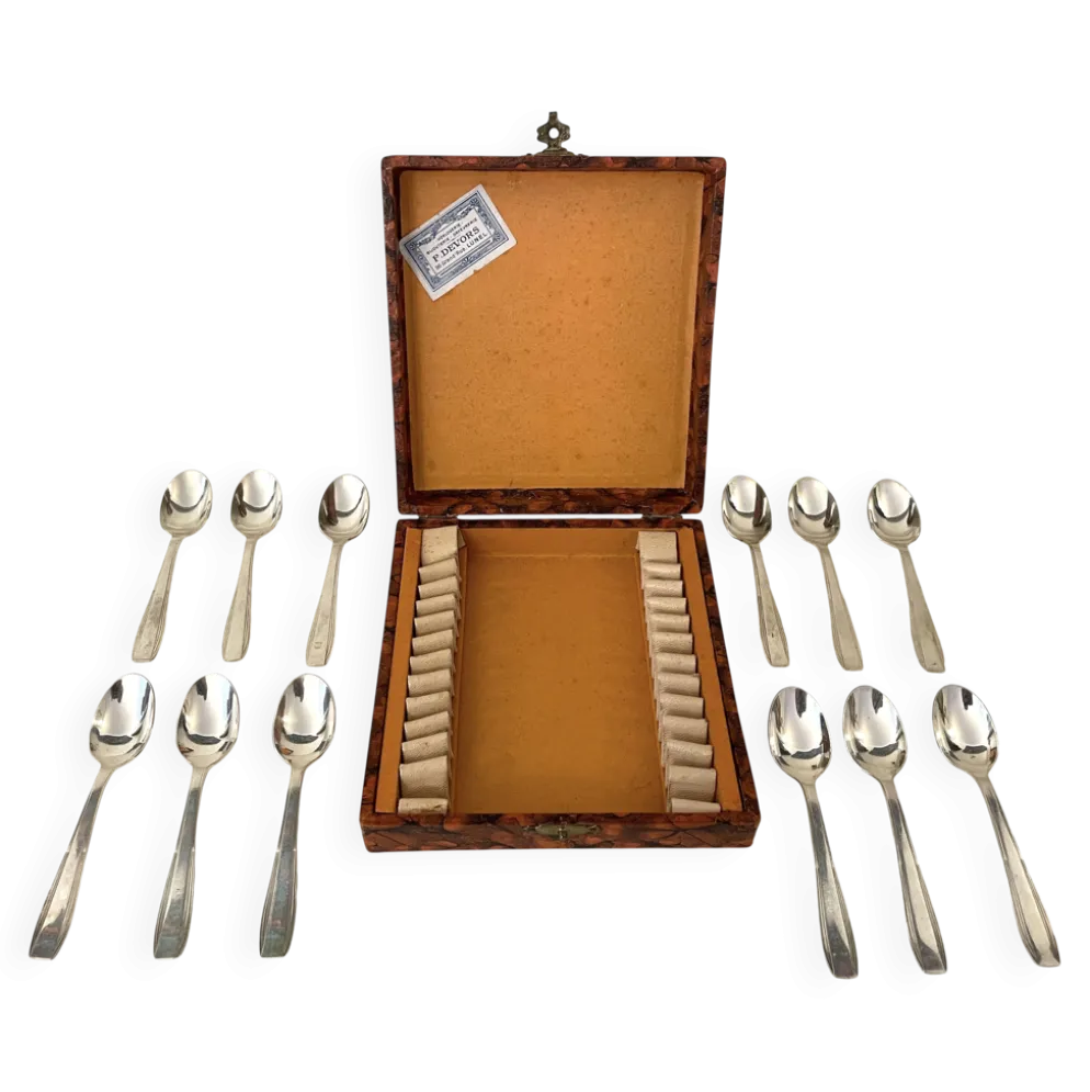 12 petites cuillères anciennes métal argenté Christofle - Art déco