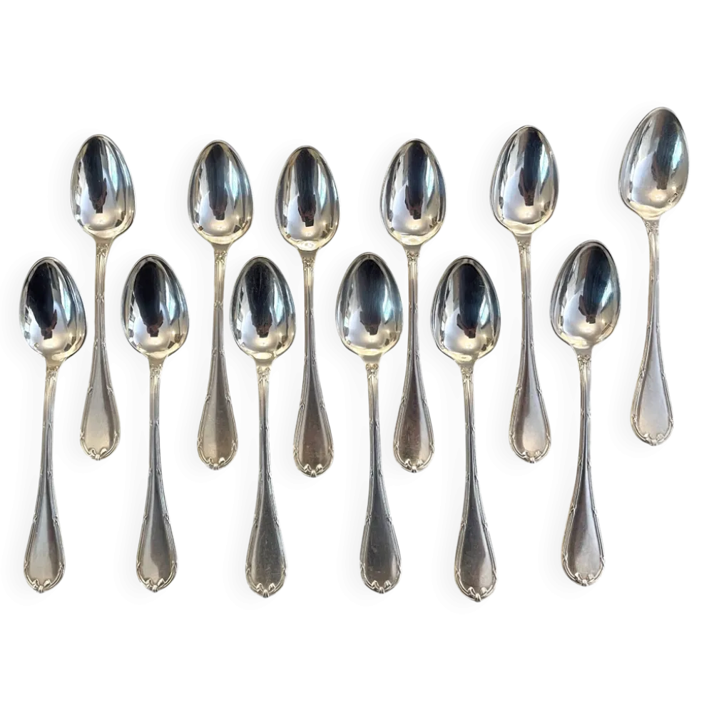 12 petites cuillères Christofle métal argenté (style Louis XVI Rubans)