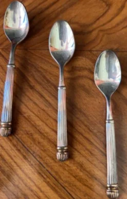 6 petites cuillères en métal argenté, orfevrerie Vuillermet, Art Déco, 1930
