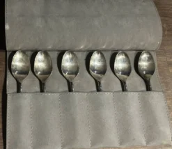 6 petites cuillères en métal argenté, orfevrerie Vuillermet, Art Déco, 1930