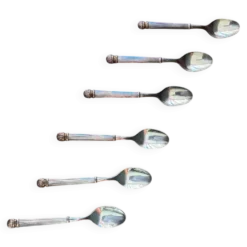 6 petites cuillères en métal argenté, orfevrerie Vuillermet, Art Déco, 1930