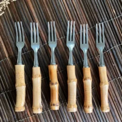 6 petites fourchettes bambou vintage