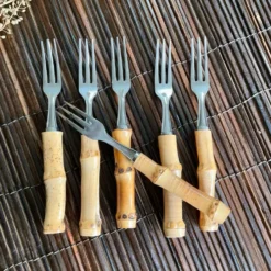 6 petites fourchettes bambou vintage