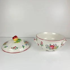 Petite soupière KG Lunéville, modèle "Réverbère", motif rose