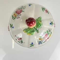 Petite soupière KG Lunéville, modèle "Réverbère", motif rose