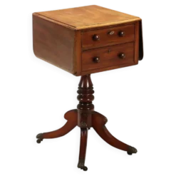 Petite table ancienne victorienne en acajou avec incrustations, Angleterre, XIXe siècle
