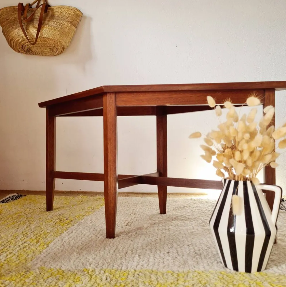 Petite table basse / Bout de canapé géométrique années 50-60