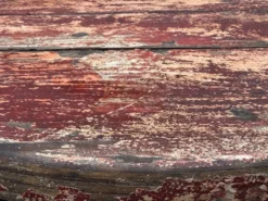Petite table d’appoint ancienne en fer forgé et bois patiné – années 30/40